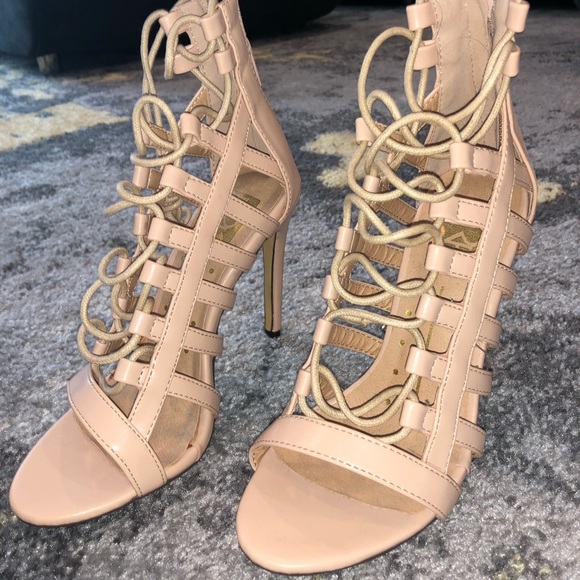 Nude lace up heels - Picture 2 of 4